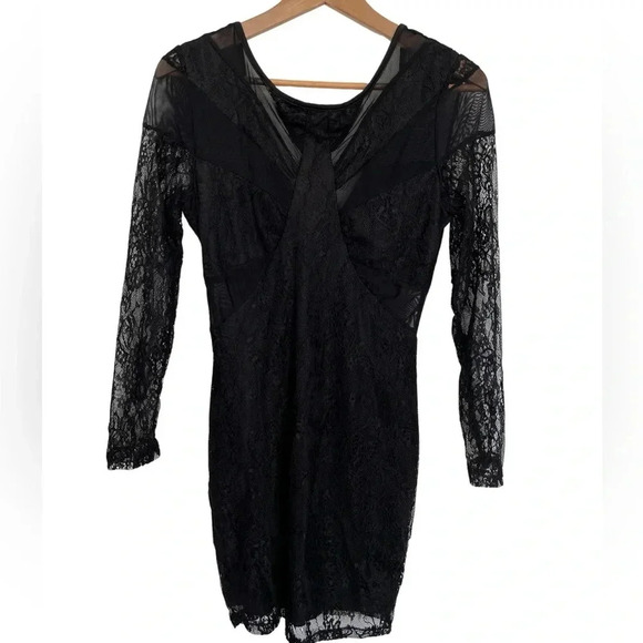 Shein Black Embellished lace Ruffled Mini Dress size medium - Picture 1 of 5